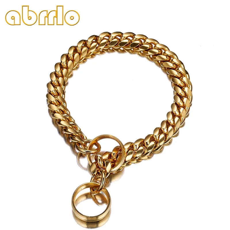 

Abrrlo Dog Metal Collar Pet Dog Collar Custom Puppy Cat for Large Dogs Pitbull Bulldog Gold Stainless Steel Slip Pet Dog Collar