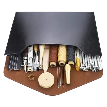 Leather Handmade Sewing Stitching Punching Carving Work Saddle Slot Tool Set DIY Leather Craft Tool Set adjustable leather craft rotating tool scriber wing divider edge creaser diy sewing leather metal craft marking tool 3 sizes