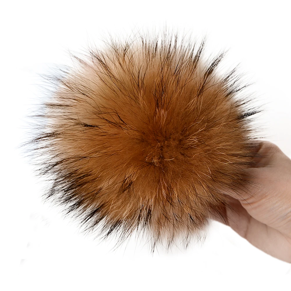 Wholesale 50pcs/lot DIY 13-17cm Real Raccoon Fur Pompoms Fur Balls For Hat  Cap Beanies