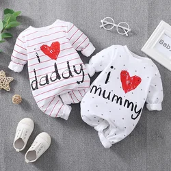 Barboteuse pour nouveau né de 0 à 18 mois, combinaison imprimée mignonne pour bébé fille et garçon, vêtements d'hiver à manches longues et à rayures 