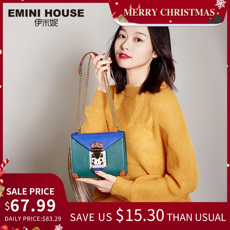 

EMINI HOUSE Indian Style Flap Bag Original Chain Bag Split Leather Women Messenger Bags Crossbody Bags For Women Shoulder