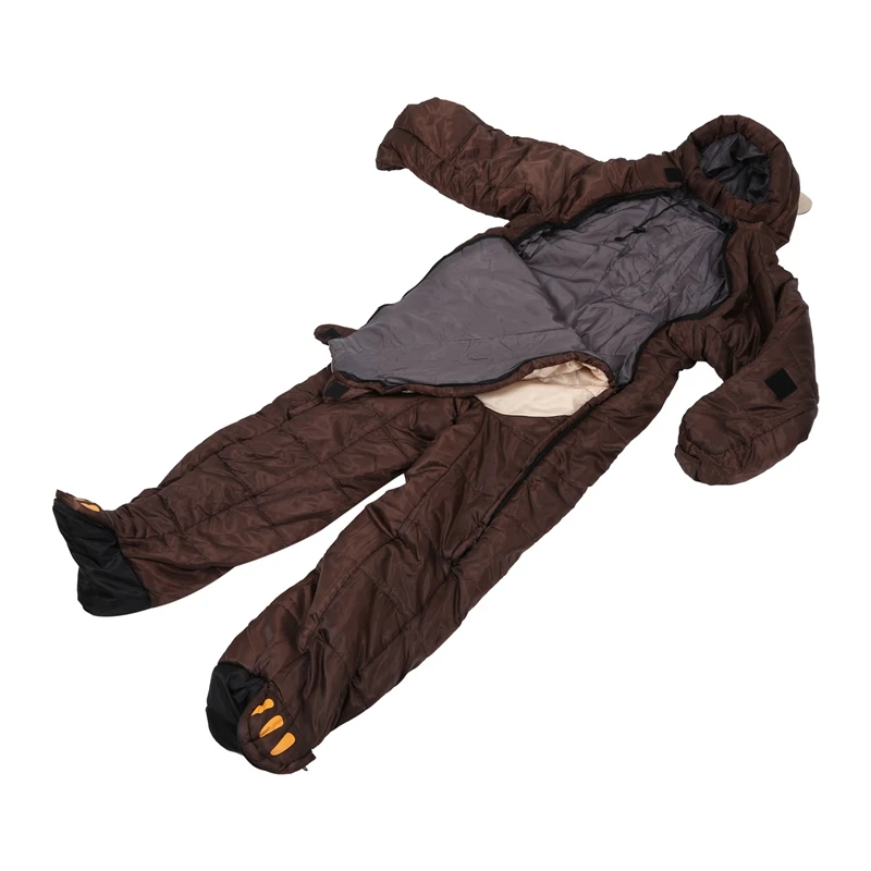 Водонепроницаемый спальный мешок с гуманоидом коричневого медведя, милый модный спальный мешок для кемпинга на открытом воздухе-5℃-0℃, теплый полиэстеровый походный спальный мешок
