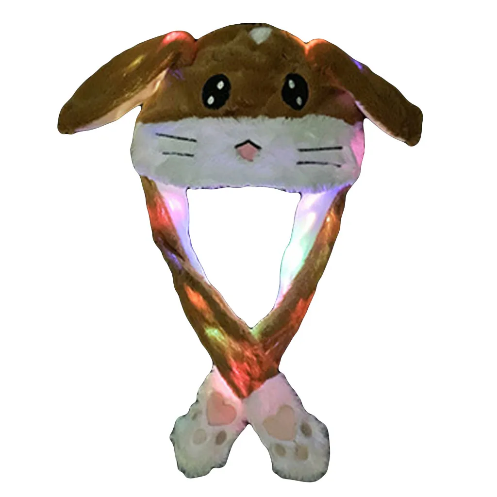 Зимний светодиодный милый мультяшный кролик шапка с ушами для девочек фланелевый воздушный мешок ушной колпачок для защиты резьбы игрушка S5