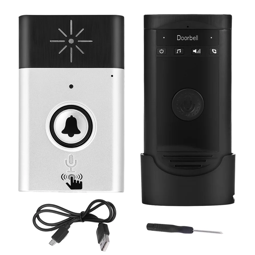 

Wireless Voice Intercom Doorbells Two-way Talk Home Doorbell Intercom Kit Security Tools (Silver)