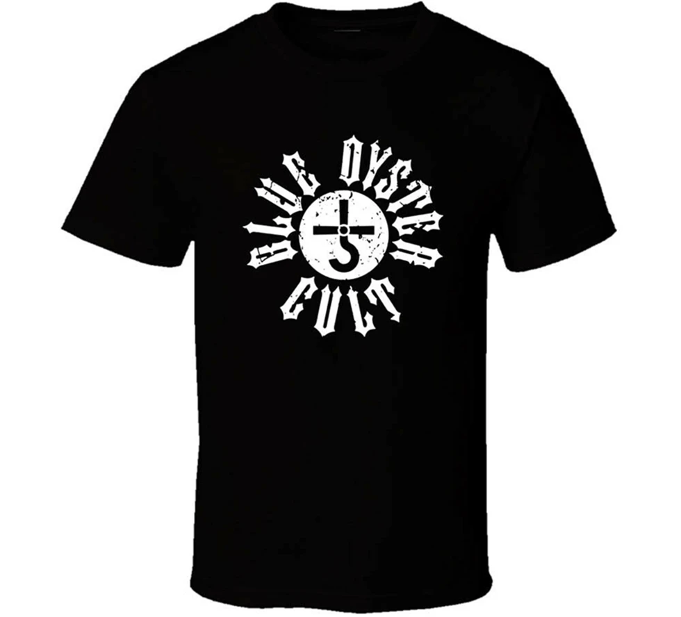 Blue Oyster Cult Logo Shirt Black White Tshirt Men'S Free Shipping Hip-Hop Tee | Мужская одежда