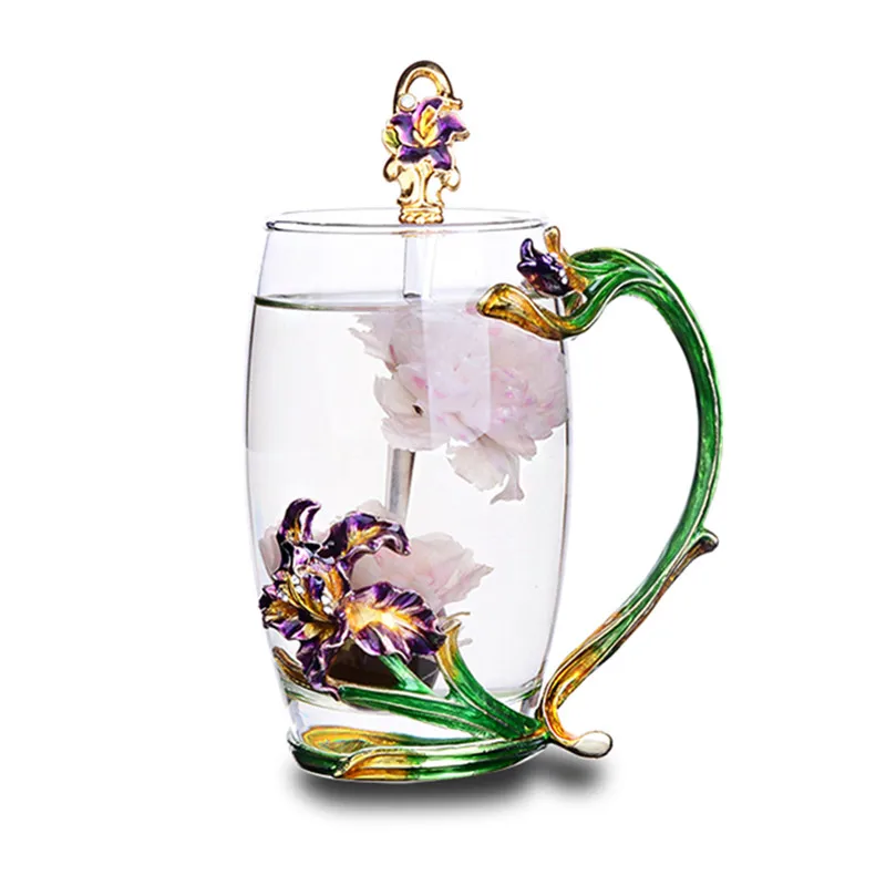 Цветные эмалированные стеклянные кофейные кружки чашки для чая и кружки термостойкие стаканы для воды для дома и офиса посуда для напитков подарок для влюбленных - Цвет: 28