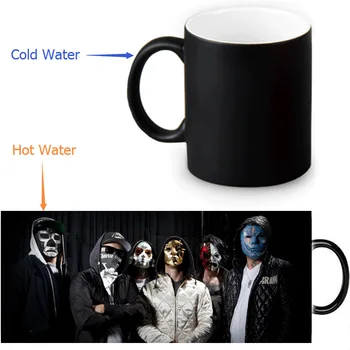 

Hollywood Undead Magic coffee mugs lid spoon 11oz novelty changing color transforming Tea Mug with safe pacakge