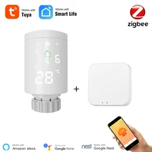 Smart Life Zigbee Smart TRV Radiator WiFi Radiator Actuator Programmable Radiator Valve Tuya Smart APP Control Alexa Compatible