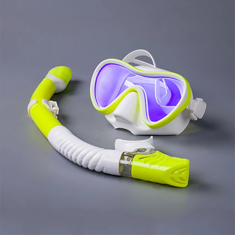 Профессиональные маски для подводного плавания, силиконовые маски для подводного плавания, противотуманные очки, очки для плавания, маска для дайвинга, трубка для подводного плавания - Цвет: Yellow and White