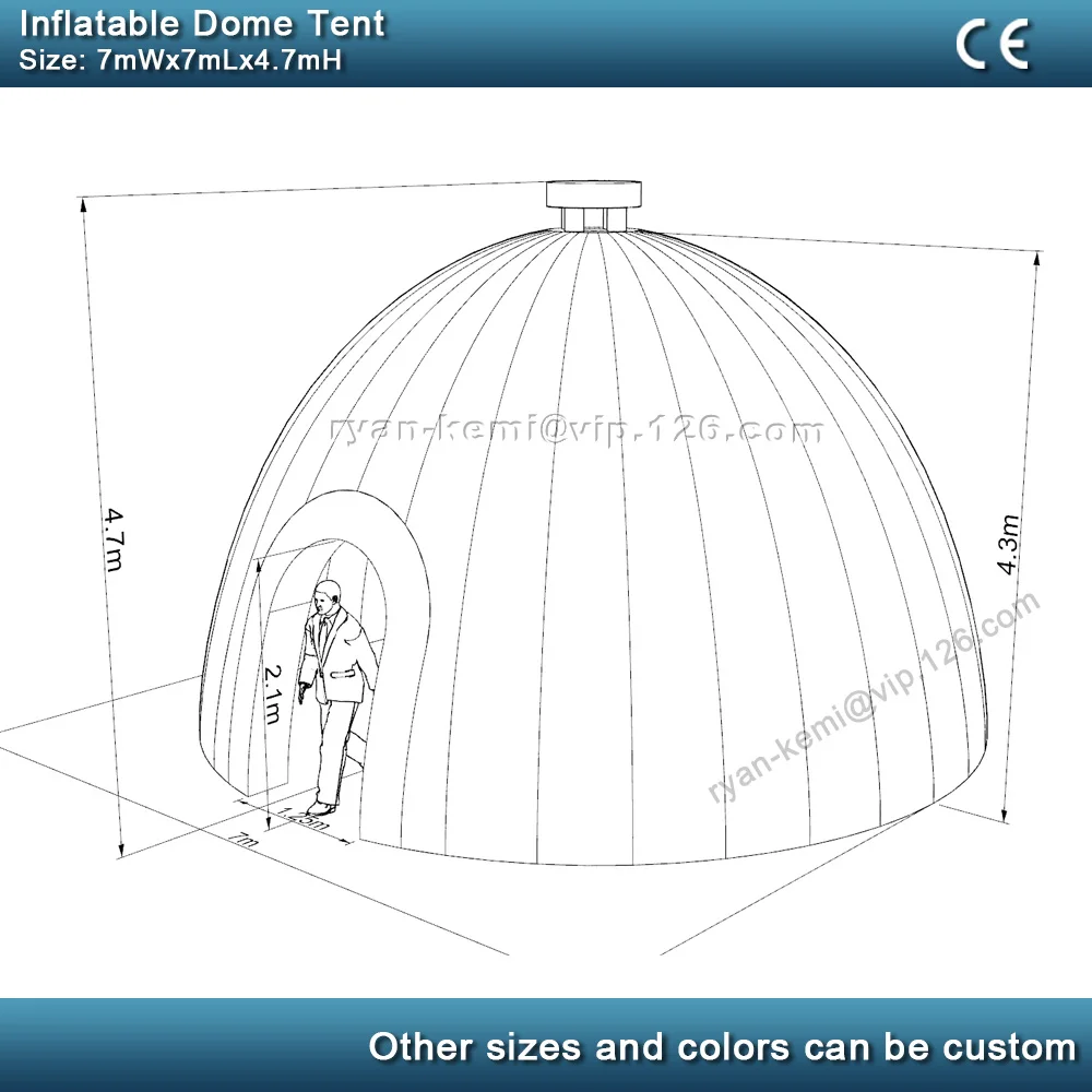 7m Black Inflatable Dome Tent For Outdoor Events Party Igloo Tent Cover Large Marquee Advertising Promotion Air Roof 2