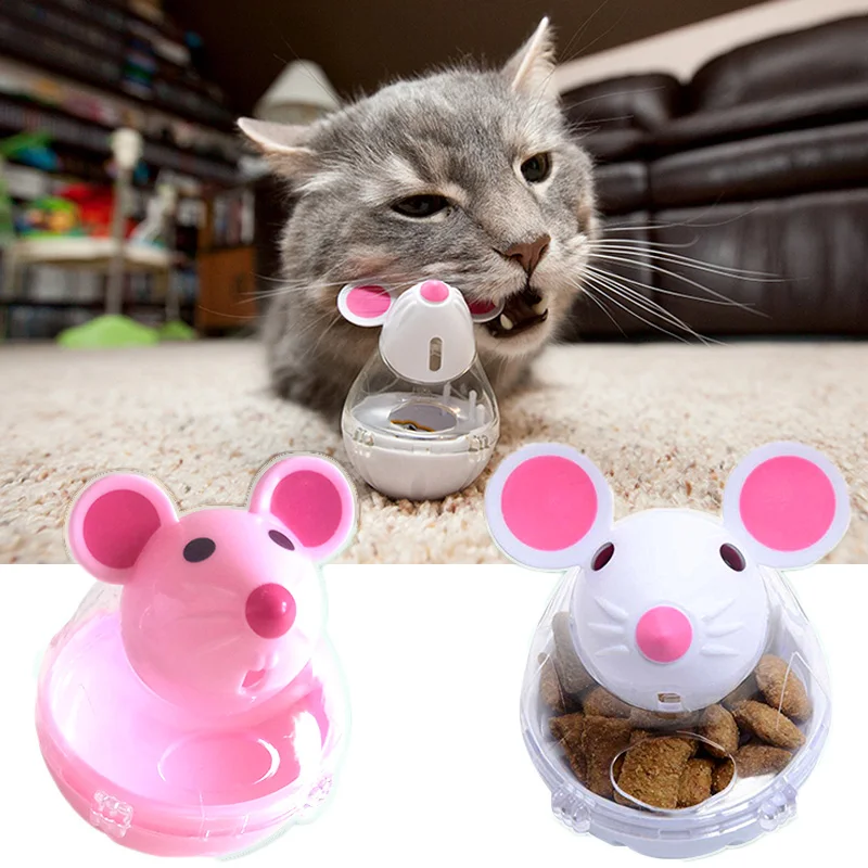 

Pet Feeder Toy Cat Toys Cute Mice Shape Food Rolling Leakage Control Diet Mice Tumbler Cat Scratch Interactive Food Balls