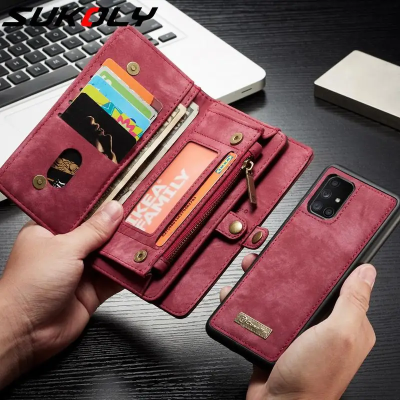 Роскошный Многофункциональный Магнитный кожаный чехол кошелек для Samsung S20 Ultra S10
