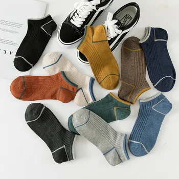 

Meet Story Autumn New Style No-show Socks Male Cotton Short Men's Japanese-style Stripes Breathable Sweat Absorbing MEN'S Socks
