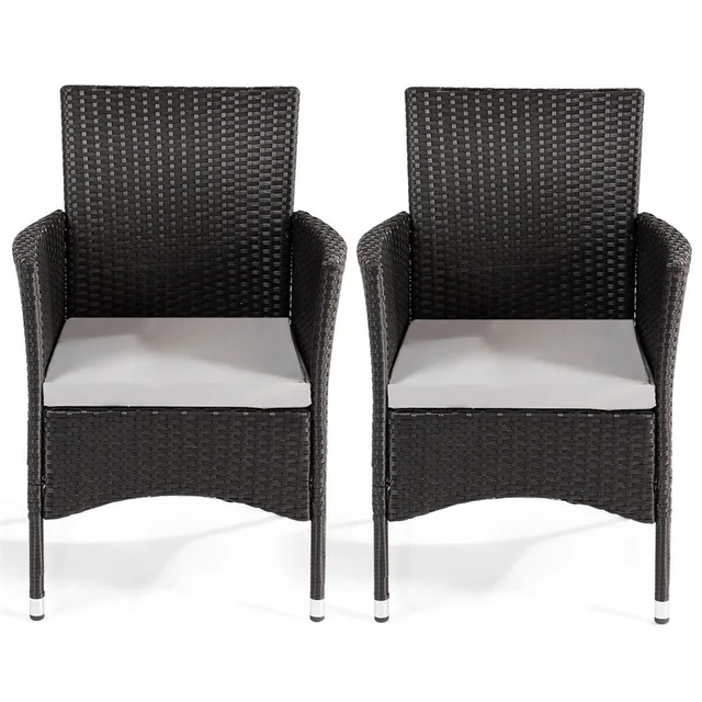 2 Pcs Dining Chairs Set With 2 Cushion Covers Outdoor Garden Rattan Wicker Chairs Patio Furniture Op3419 Aliexpress