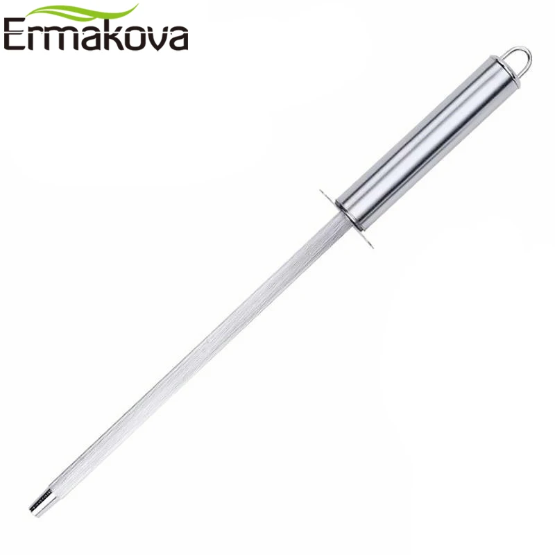 ERMAKOVA точилка для ножей 10 дюймов кухонный хонинговальный стальной нож заточка из углеродистой стали прочная точилка для ножей из нержавеющей стали