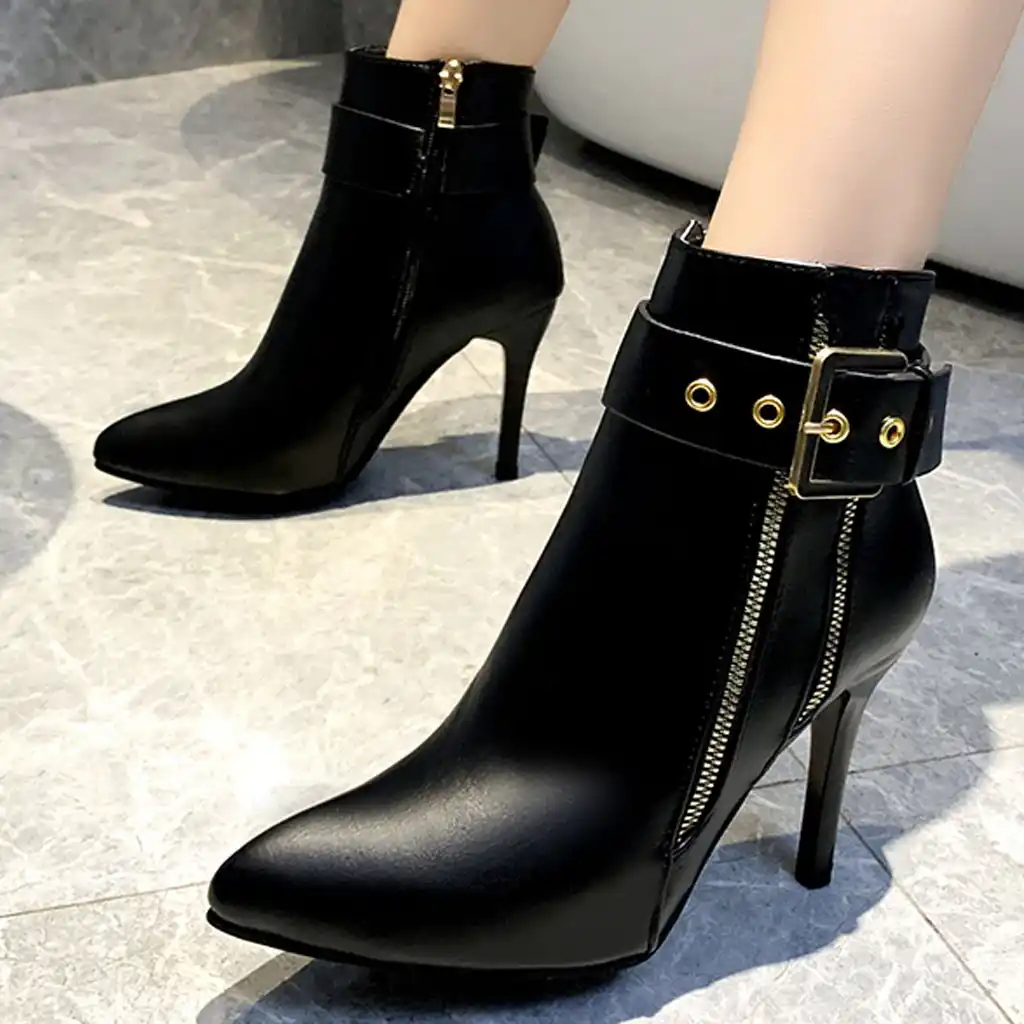 pointed buckle heels