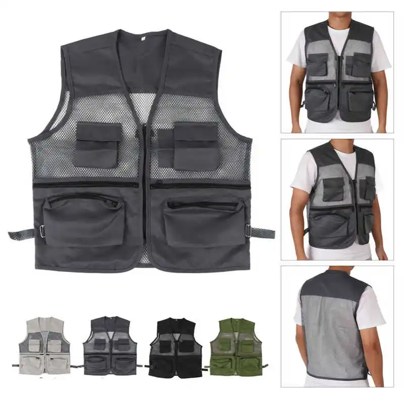 Fishing Vest Quick Dry Breathable Multi Pocket Mesh Jackets Photography Hiking Vest Quick Dry Waistcoat