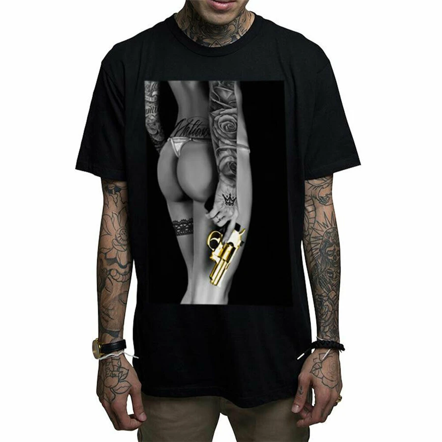 Mafioso Men'S Goldie футболка с короткими рукавами черная татуировкой одежда для