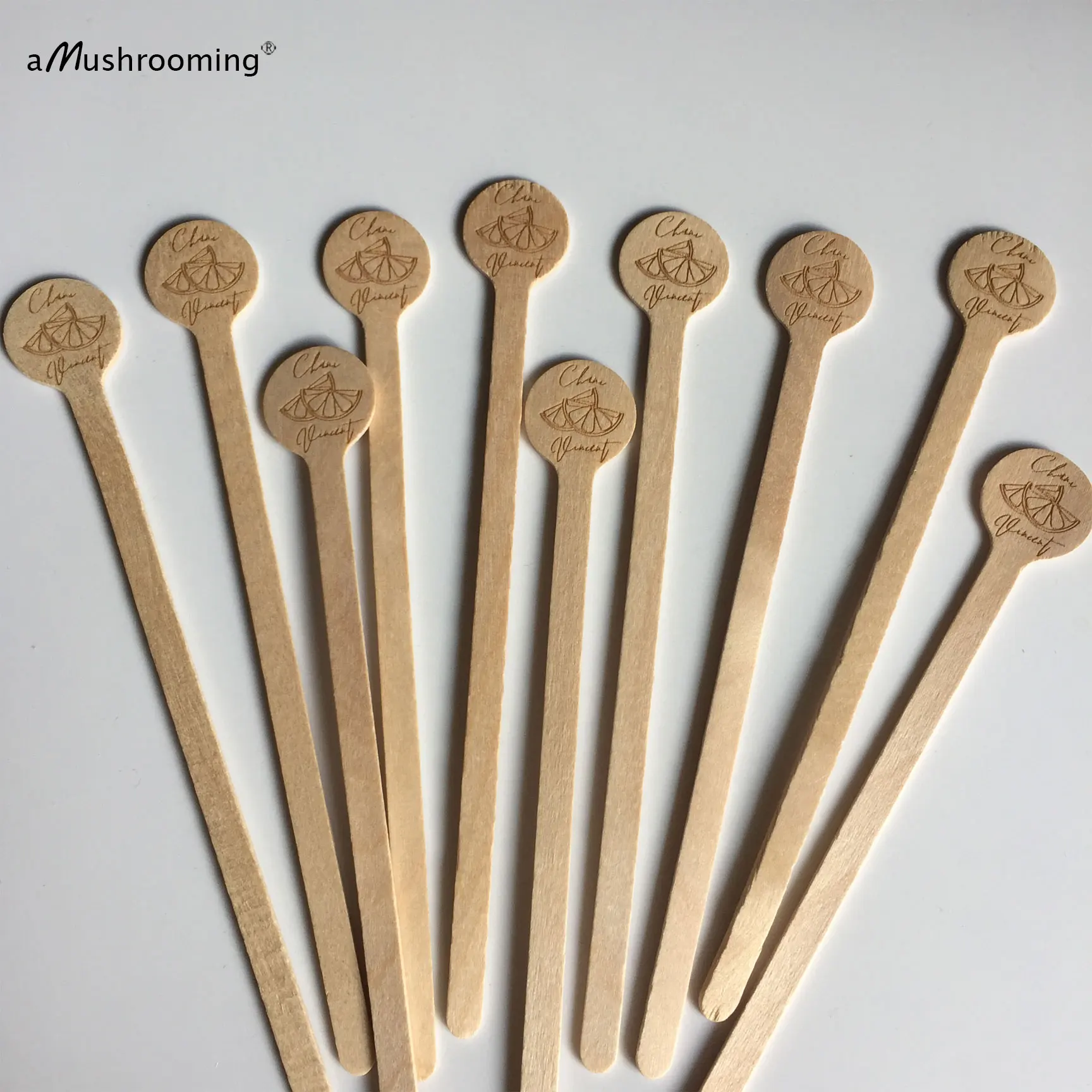 Custom Logo & Company Name Round Wooden Stir Sticks