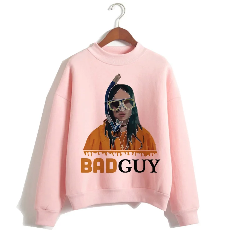 7421 Billie Eilish Толстовка Harajuku Забавный мультфильм Женская толстовка осень зима теплый Bad Guy с капюшоном Графический хип-хоп толстовка женская - Цвет: 7421