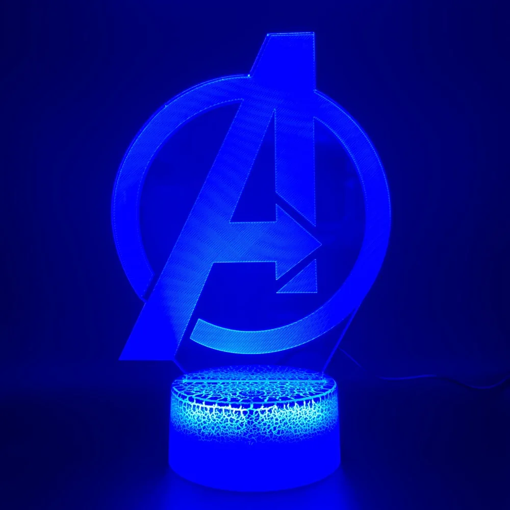 3d светодиодный ночник, светильник с логотипом Marvel Мстители, украшение для спальни, яркий базовый цвет, меняющий крутую атмосферу для маленьких детей