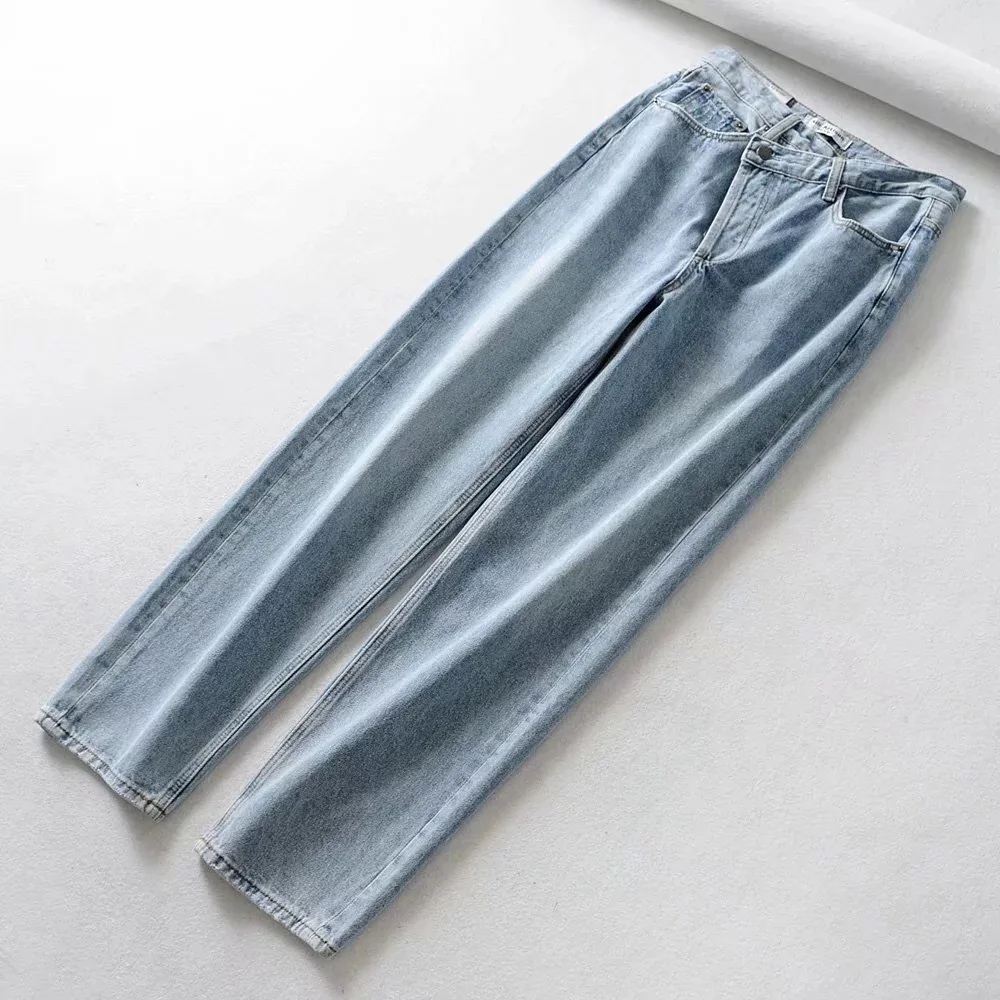2020 Vintage High Cross Waist Mom Jeans Retro Ripped Jeans for Women Boyfriend Denim Pants High Street Long Trousers blue black