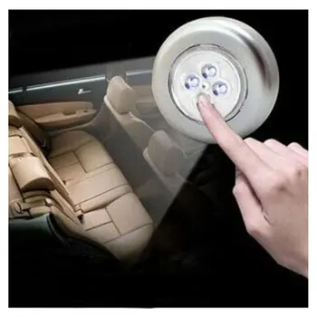 

4 LED Touch Control Night Light Round Lamp Under Cabinet Closet Push Stick On Lamp Home Kitchen Bedroom Automobile Use