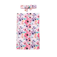 Муслиновое одеяло с цветочным рисунком для новорожденных; спальный мешок для младенцев; пеленка+ повязка на голову