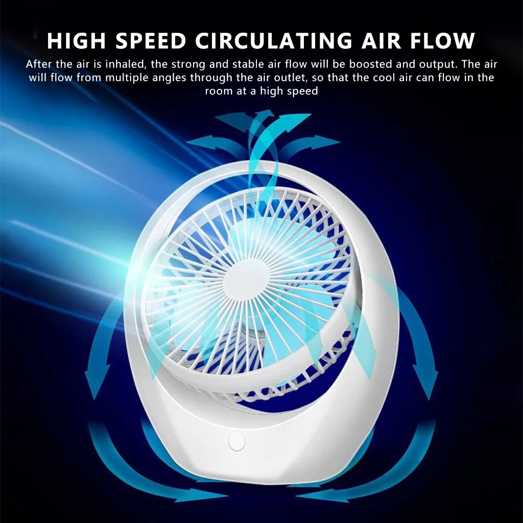 Office Desktop Mini Desk Fan, USB Creative Charging Fan Portable Student Dormitory Desktop Gift 360/°Rotation Free Adjustment Personal Fan for Home Evening Cherry Powder Outdoor Camping