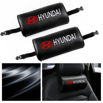 

2Pc Car Pillow Carbon fiber Memory Cotton Seat Headrest Neck Rest Support For Hyundai Accent Tucson i40 i30 i10 i20 Accessories