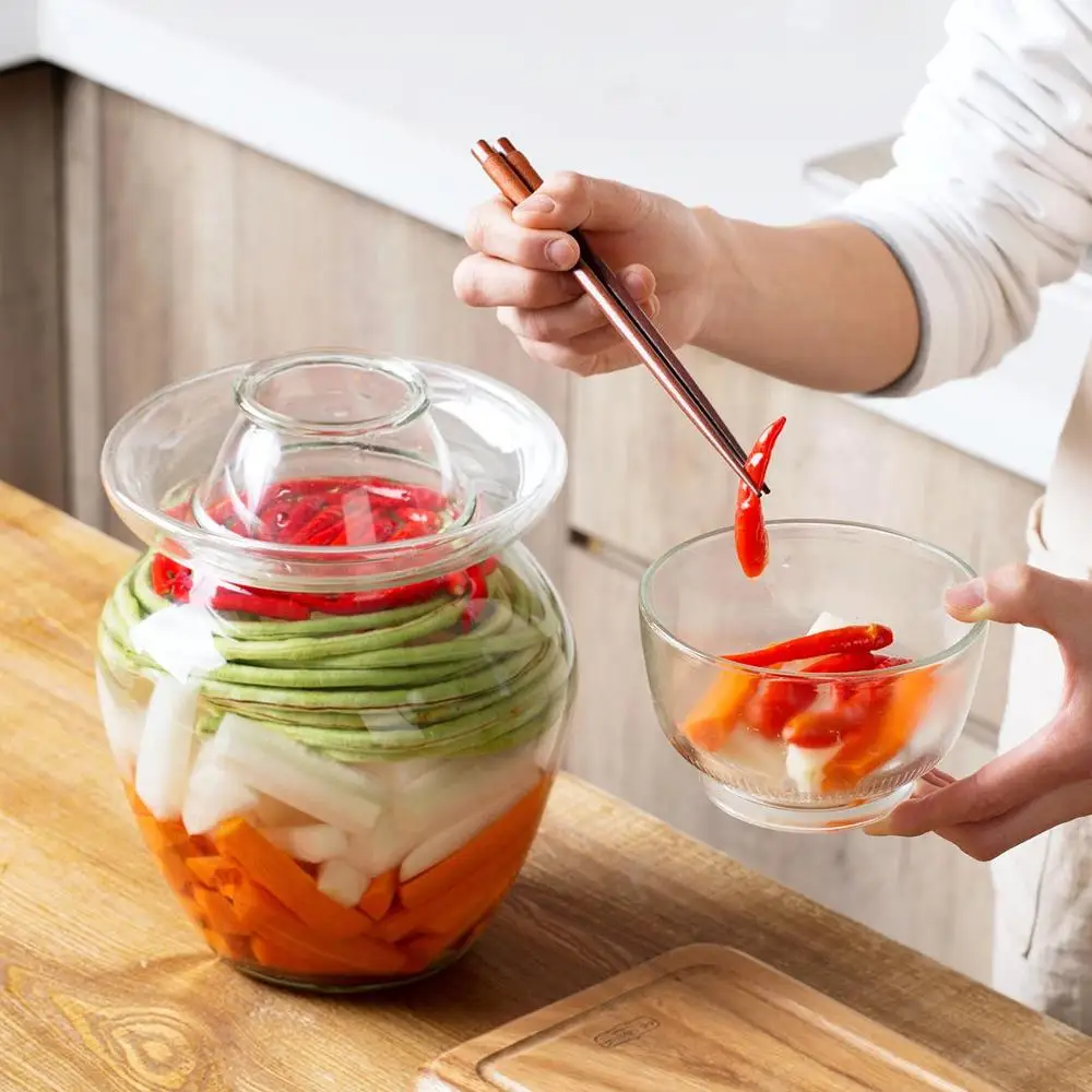 2 5/5 кг корейский стеклянный контейнер Kimchi банка кухонные утолщенные
