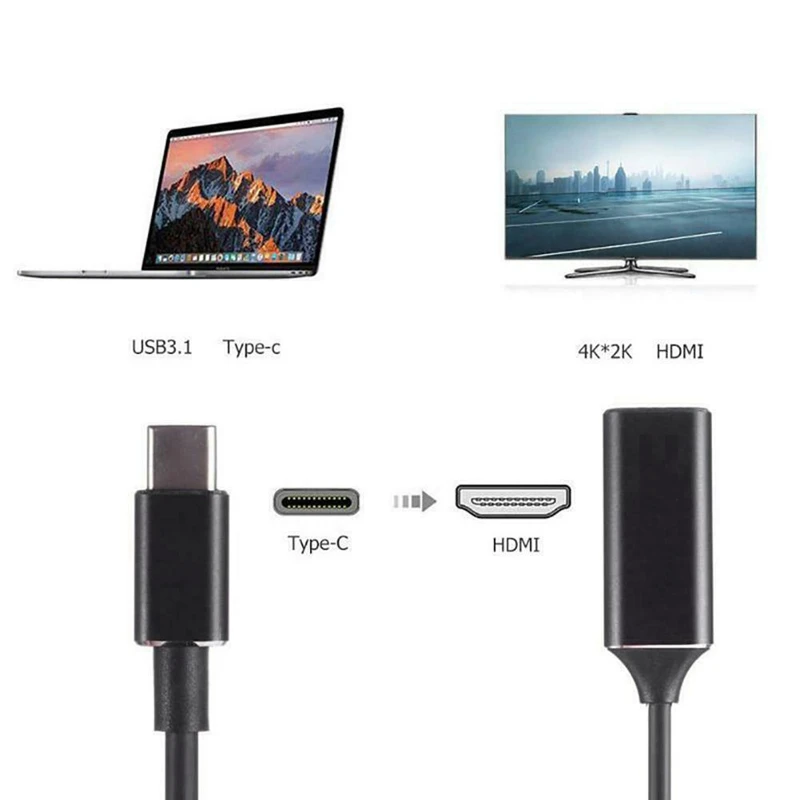 Usb 3,1 type C для женщин 4K Hdmi Hdtv I высокой четкости удлинитель адаптер Черный