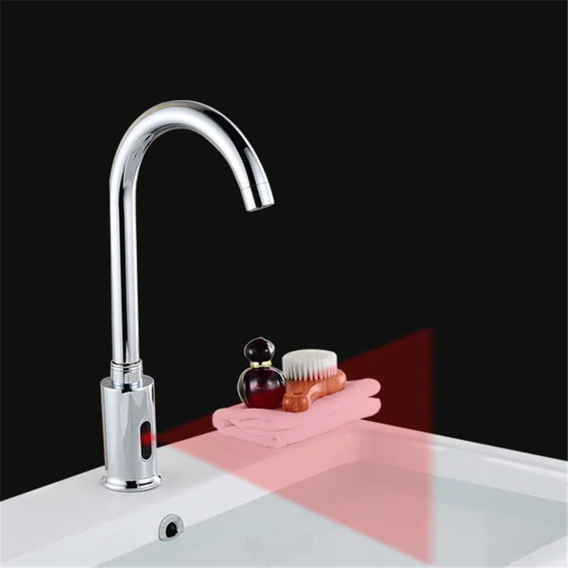 

Automatic Infrared Sensor Basin Sink Faucet Smart Touchless Single Cold Tap Deck Mount with 2 hoses Bathroom Tap Basin faucets