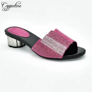 

Excellent wedding/party high heel slip-on shoes nice slipper shoes 88-3 in fuchsia, heel height 5cm,