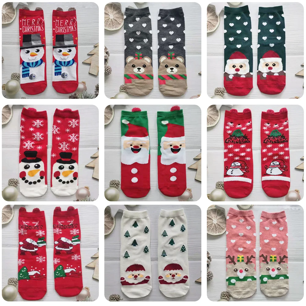 Men Christmas Sock Funny Santa Claus Tree Snowflake