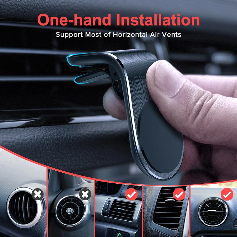 Металлический магнитный автомобильный держатель для телефона Mini Air Vent крепление