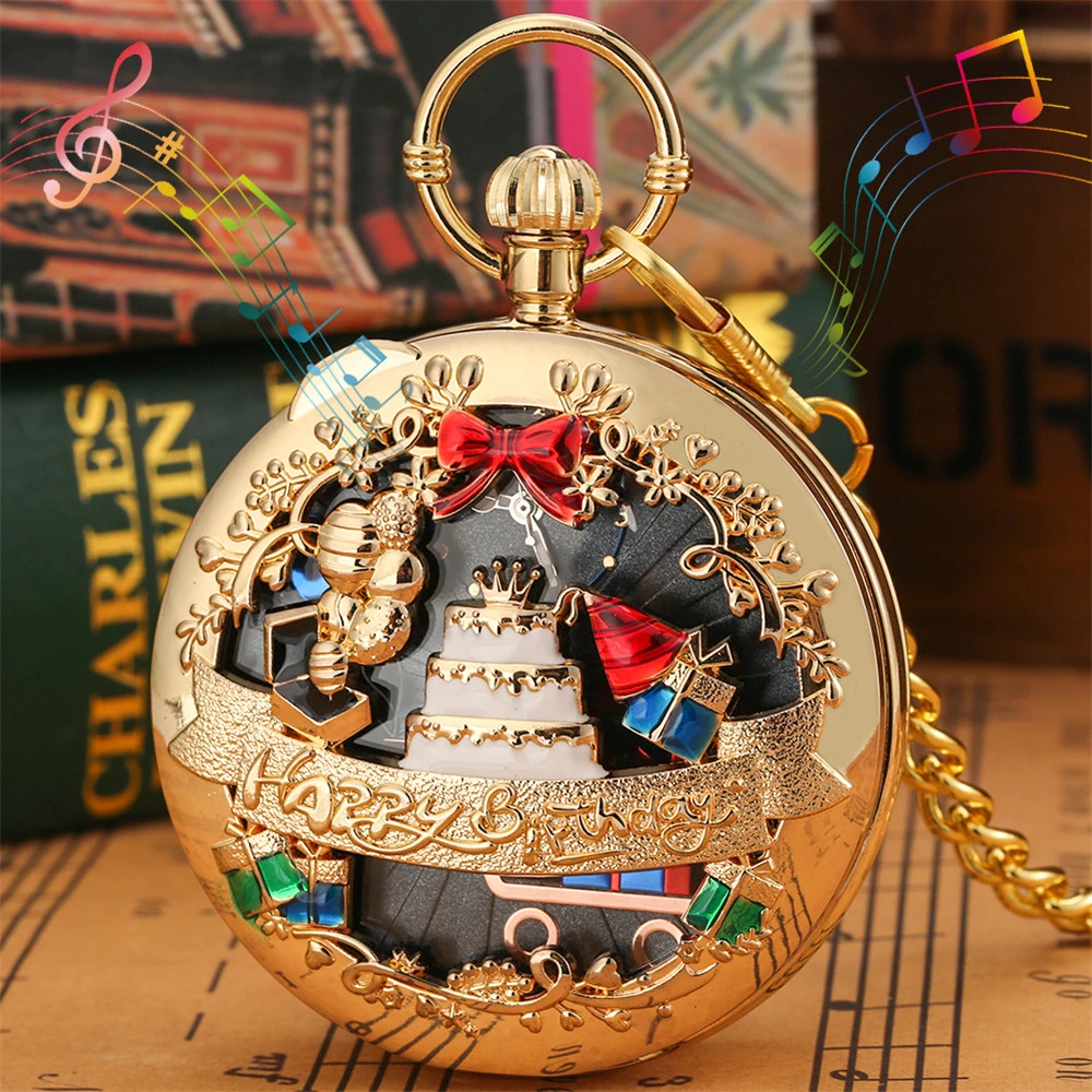Melody Musical Quartz Pocket Watch Unique Happy Birthday Gifts For Family Members Friends Pendant Music Pocket Clock Pocket Fob Watches Aliexpress