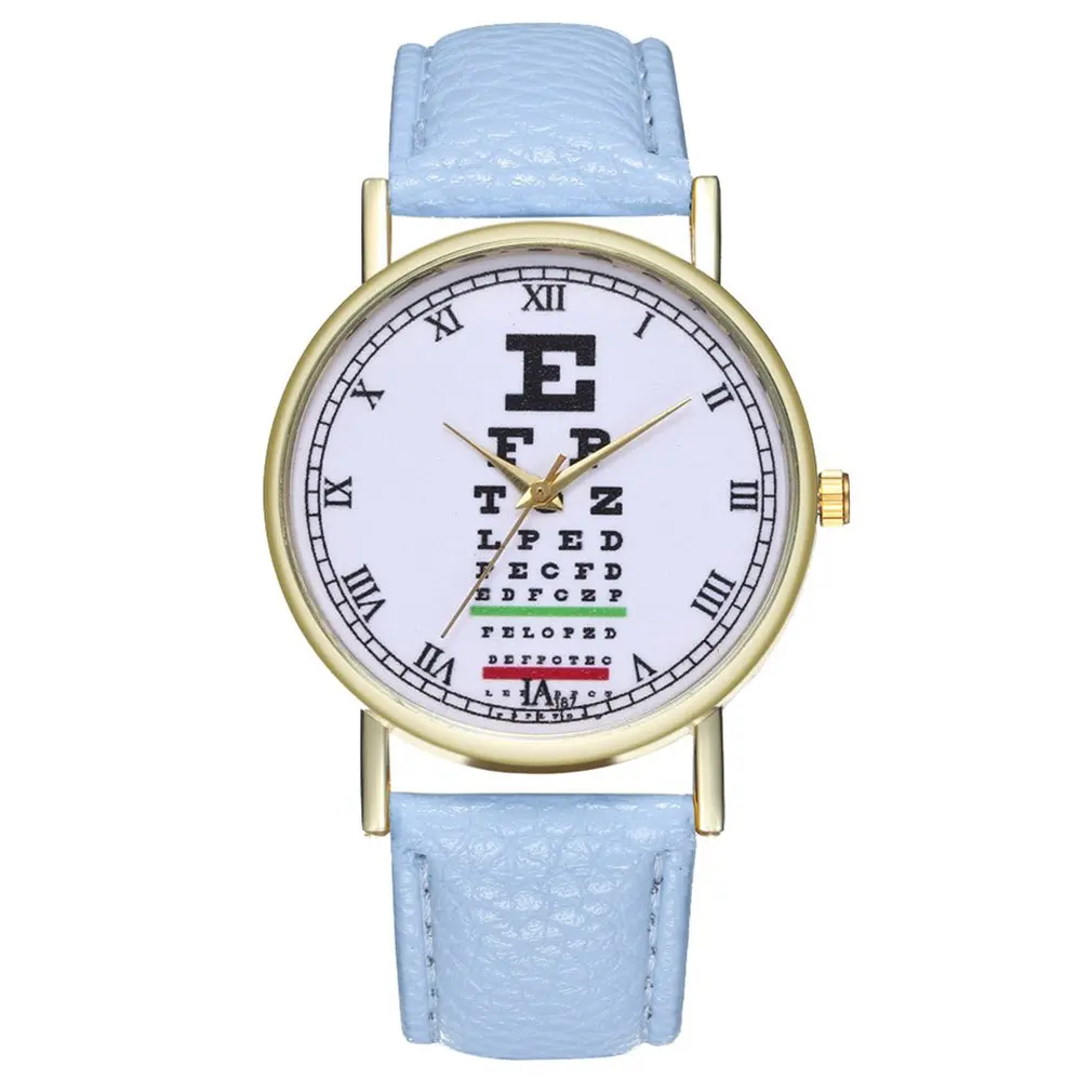 

High-quality Brand new Beneficial T87 eye chart leather strap quartz watch Fashionable Popular Nice Sweet Gift