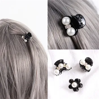 

Pearl Crystal Rhinestone Hair Claw Clip For Women Accessories Black Crab Hairpins Clamp Plastic Lady Headwear