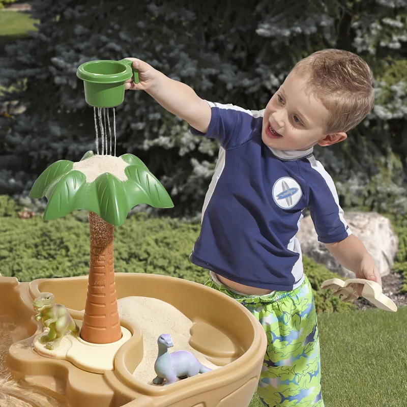 

America Import Step2 Young CHILDREN'S Dinosaur Paradise Play with Water Table Waterfall Slide Play with Water Table Indoors And