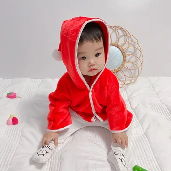 

2020 Red Christmas Coat Newborn Year Clothes Fleece-Lined Warm Design Coat