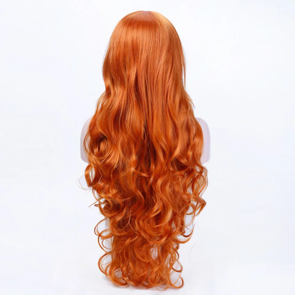 Оранжевый длинные волнистые косплей парики 10 цветов термостойкие синтетические волосы костюм Хэллоуин вечерние парики AOSIWIG - Цвет: Оранжевый