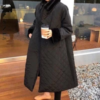 SHENGPALAE cappotto imbottito in cotone Argyle moda donna inverno 2022 nuovo collo di pelliccia bottone coperto allentato manica lunga Winbreaker