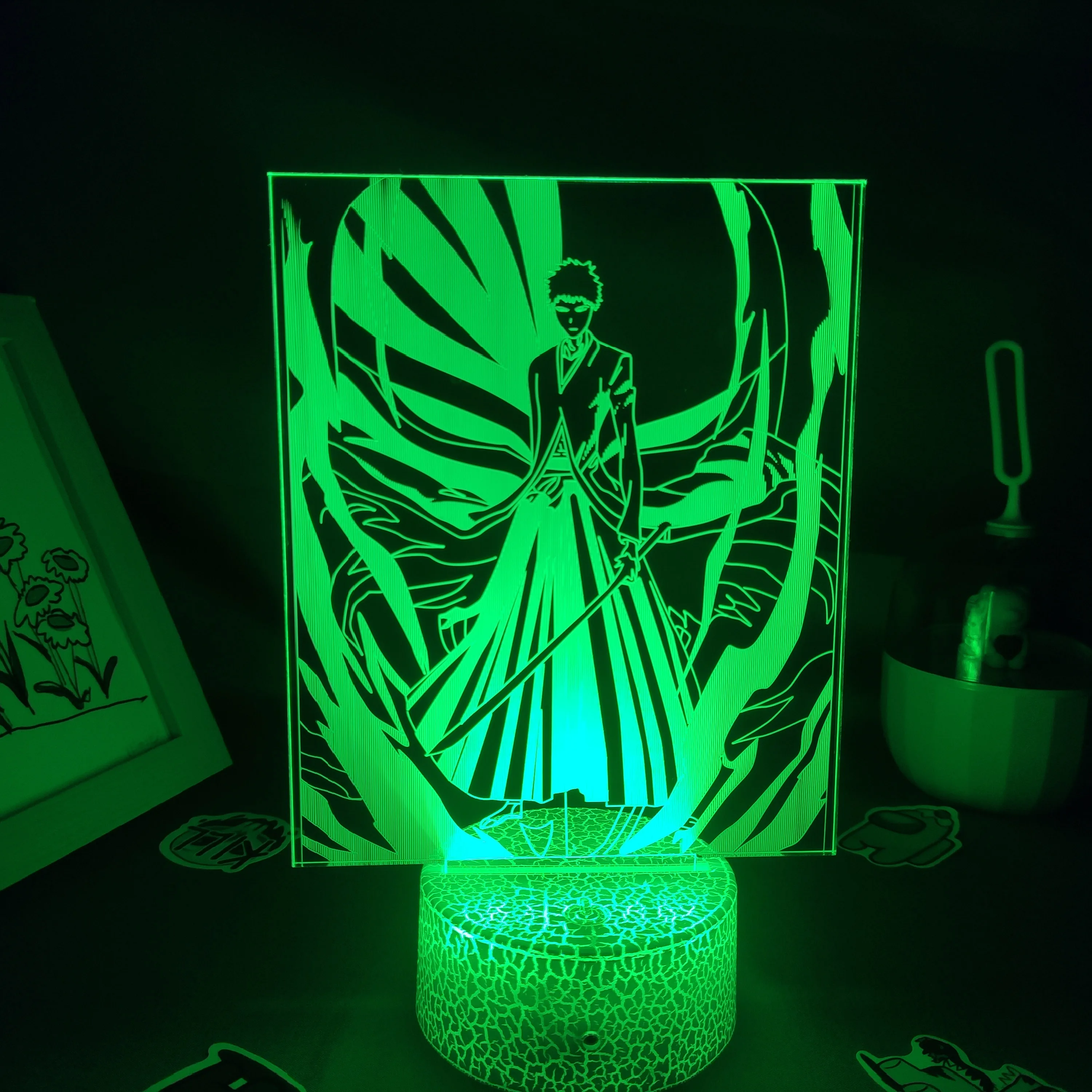 Bleach Anime Figure Kurosaki Ichigo Shikai 3D Led Manga RGB USB Night Lights Birthday Gifts For friends Bedroom Table Decoration night stand lamps