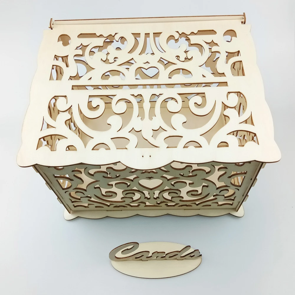 DIY коробка для свадебных подарочных карт деревянная копилка с замком прекрасные свадебные украшения принадлежности для дня рождения