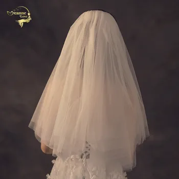 

Ivory Short Bridal Veils Widest Gather Tulle Wedding Veils Elbow Length Cover Face Vintage Womens Bride Veils Accessories Sluier