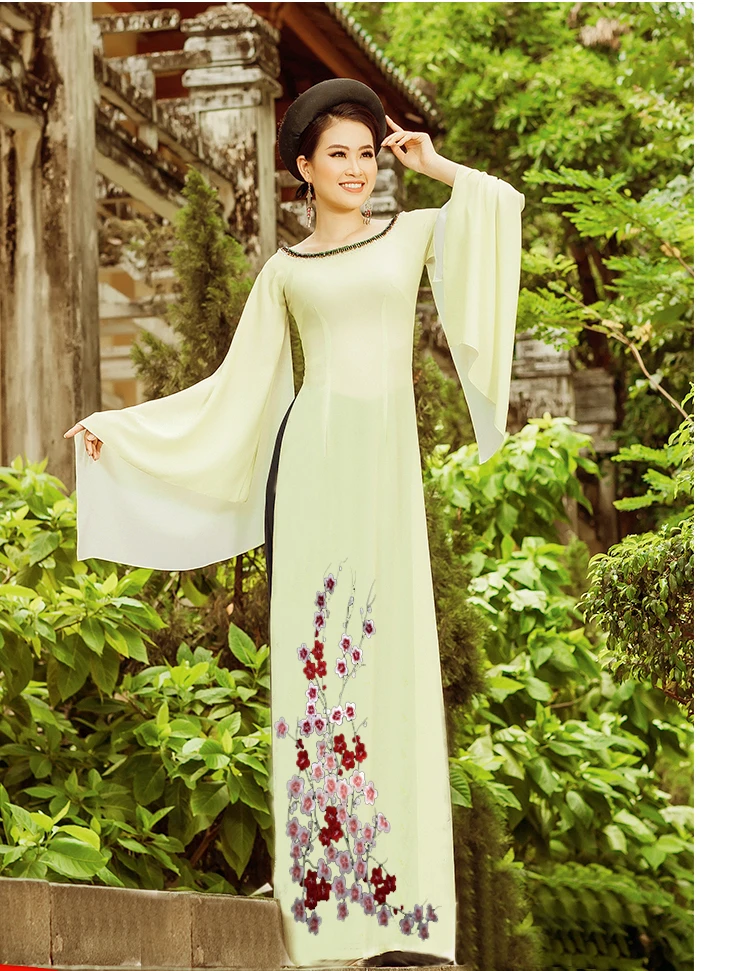 Вьетнамское платье aodai традиционное вьетнамское Чонсам с длинным рукавом