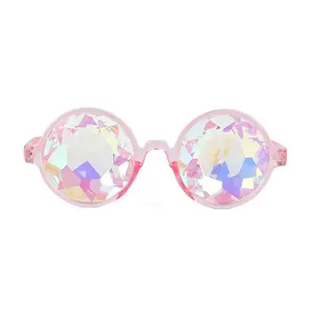 

Kaleidoscope Glasses Rainbow Rave Wormhole Prisma Diffraction Eyeglass (Pink)