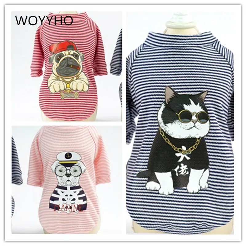 

Cotton Warm Dog Clothes stripe Small Pet T-Shirt For Puppy Dog Cats Chihuahua French Bulldog Dog Coat S-XXL