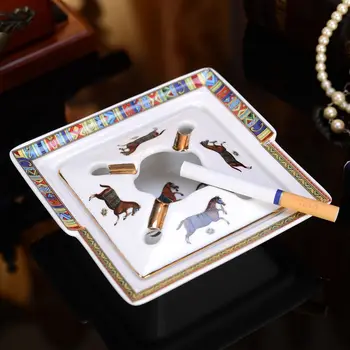 

Handmade Art Grid Pattern Ceramic Cigar Ashtray Nice Luxury Smoke Ash Cigars Home Table Desk Accessories Decor Gifts WY70906